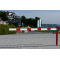 Swing barrier | with pull rope reinforcement | to be fixed by plugs, hot-dip galvanized and red coated with white reflecting rings | Barrier arm length: 1500 mm | with Euro profile cylinder lock
